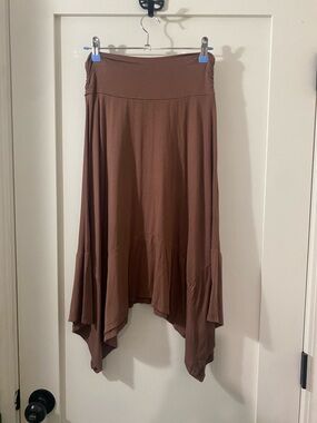 Heart Hips Brown Asymmetrical Handkerchief Hem Skirt